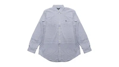 Pre-owned Polo Ralph Lauren Men's  Permformance Twill Sport Long Sleeve Shirt/colorin White/blue In Multi