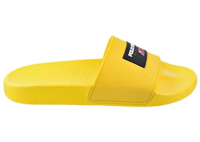 Pre-owned Polo Ralph Lauren Men's  Polo Sport Slide Sneakers In Canary Yellow