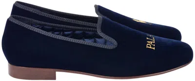 Pre-owned Polo Ralph Lauren Men's  Ralph Lauren Formal Slipper Palace Sneakers In Navy Blue Velvet