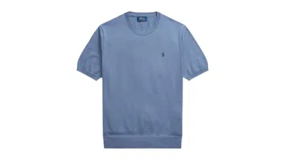 Pre-owned Polo Ralph Lauren Men's  Short Sleeve Crewneck Pullover Sweater In Capri Blue