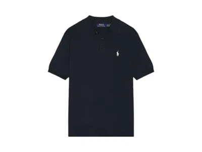 Pre-owned Polo Ralph Lauren Men's  Shortsleeve Cotton Sweater Polo In Hunter Navy Blue