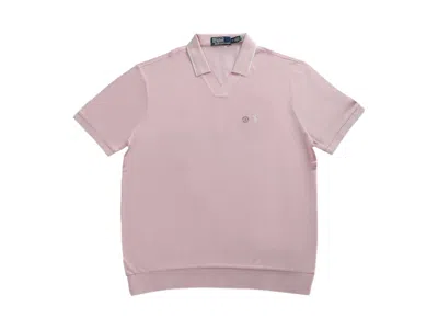 Pre-owned Polo Ralph Lauren Men's  Shortsleeve Jaquard Pique Fashioned Jonny Collar Polo In Garden Pink/white In Multi
