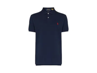 Pre-owned Polo Ralph Lauren Men's  Shortsleeve Slim Fit Mesh Polo In Newport Navy Blue