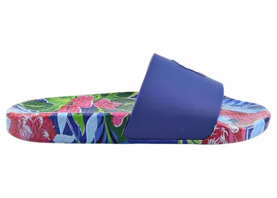 Pre-owned Polo Ralph Lauren Men's  Signature Pony Slide Sneakers In Navy Blue/floral