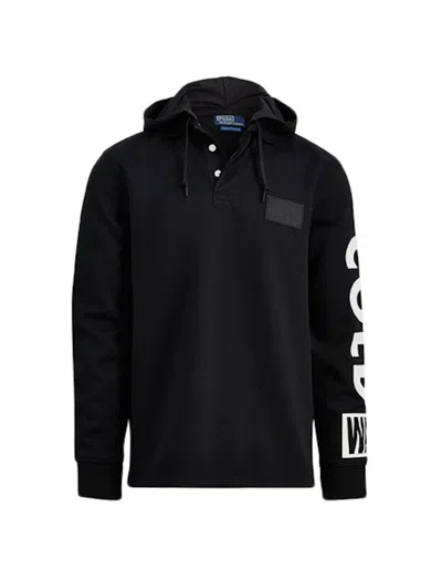 Pre-owned Polo Ralph Lauren Men's  Snow Beach Hooded Rugby In Black