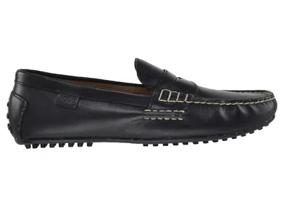 Pre-owned Polo Ralph Lauren Men's  Wes Smooth Pull Up Sneakers In Black