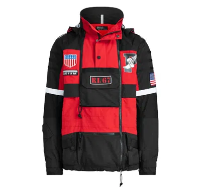 Pre-owned Polo Ralph Lauren Men's  Winter Stadium Jacket In Injection Red/polo Black