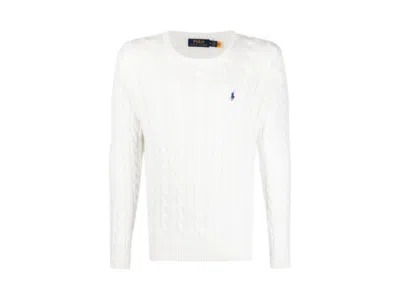 Pre-owned Polo Ralph Lauren Men's Polo Shirt Ralph Lauren Long Sleeve Cotton Cable Knit Crewneck Sweatshirt Sweater In White