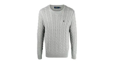 Pre-owned Polo Ralph Lauren Men's Polo Shirt Ralph Lauren Long Sleeve Knit Crewneck Sweatshirt Sweater In Fawn Grey Heather