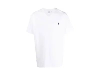 Pre-owned Polo Ralph Lauren Men's Polo Shirt Ralph Lauren Shor Sleeve Vneck Classic Fi Shir /whie In T/white