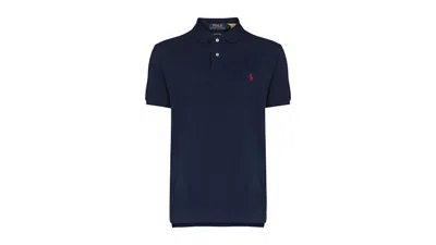 Pre-owned Polo Ralph Lauren Men's Polo Shirt Ralph Lauren Short Sleeve Slim Fit Mesh Polo Shirt In Newport Navy Blue