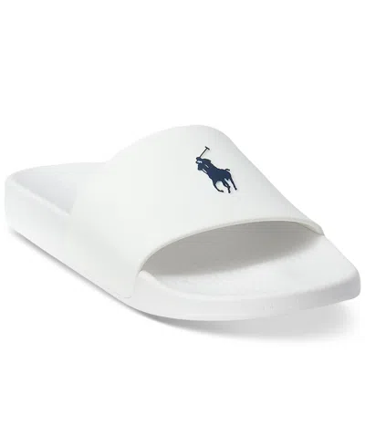 Polo Ralph Lauren Signature Pony Slide In White,navy