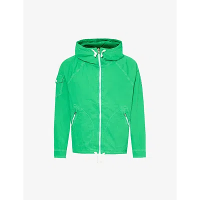 Polo Ralph Lauren Men's Preppy Green Drawstring-hood Brand-appliqué Cotton-blend Jacket