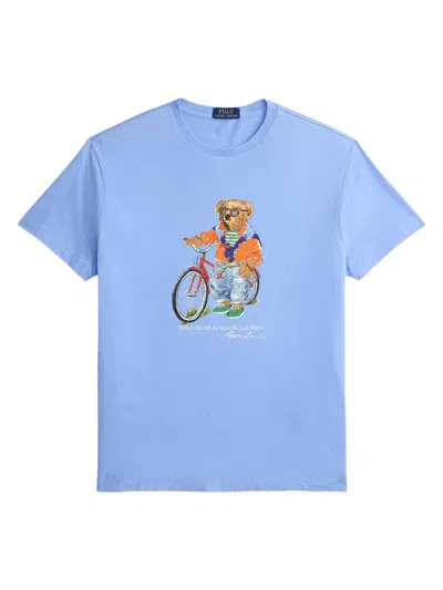 Polo Ralph Lauren Short Sleeve Jersey Knit Novelty Summer Bear Tee In Blue