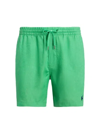 Polo Ralph Lauren Men's Prepster Linen Flat-front Shorts In Green