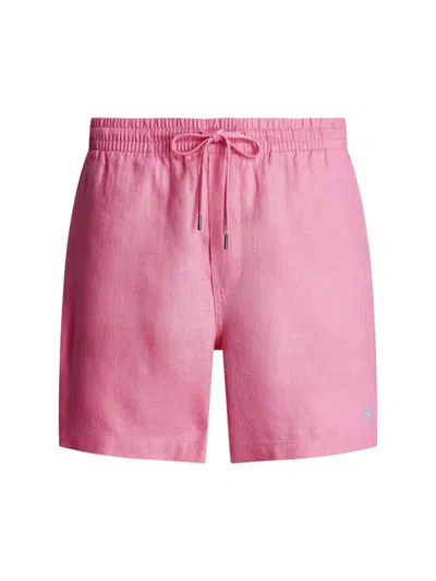 Polo Ralph Lauren Men's Prepster Linen Flat-front Shorts In Florida Pink