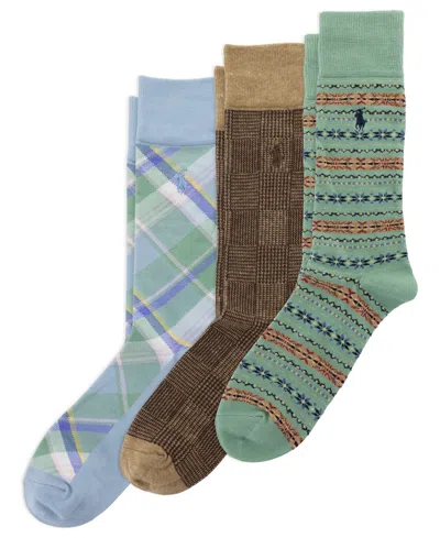 Polo Ralph Lauren Men's Printed Crew Socks, 3-pack In Multi