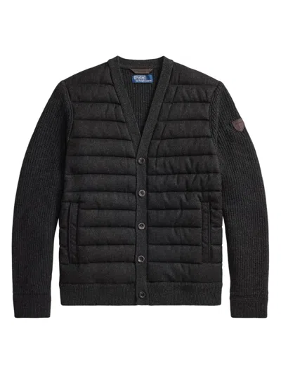 Polo Ralph Lauren Men's Quilted Cotton V-neck Cardigan In Black