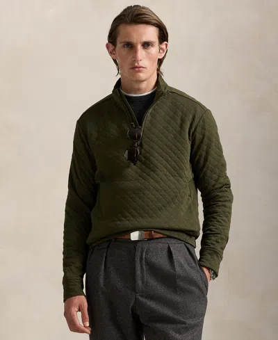 Polo Ralph Lauren Micro Quilted Cotton Quarter Zip Pullover In Green