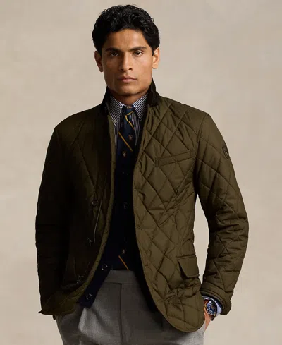 Polo Ralph Lauren Suede Trimmed Quilted Jacket In Green