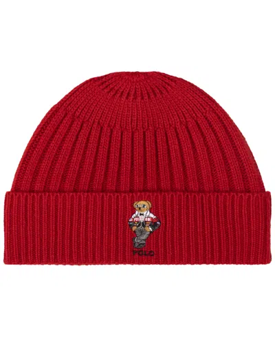 Polo Ralph Lauren Racing Bear Beanie In Red