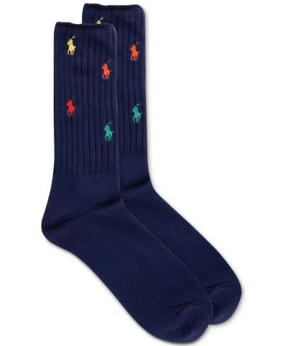 Polo Ralph Lauren Men's Rainbow Pony Crew Socks In Navy