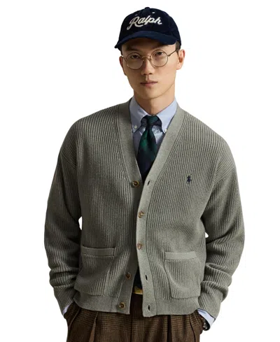Polo Ralph Lauren Men's Relaxed-fit Textured Cotton Cardigan In Gray