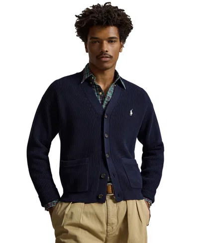 Polo Ralph Lauren Men's Relaxed-fit Textured Cotton Cardigan In Blue