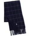 Polo Ralph Lauren Men's Reversible Windowpane Scarf In Hunter Navy