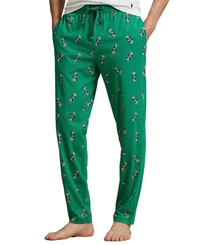 Polo Ralph Lauren Men's Rib Waistband Bear Knit Pajama Pants In Green
