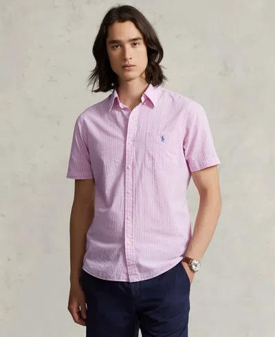 Polo Ralph Lauren Rl Prepster Classic Fit Seersucker Shirt In Rose/white