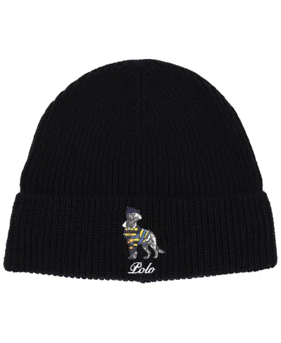 Polo Ralph Lauren Rugby Dog Beanie In Black