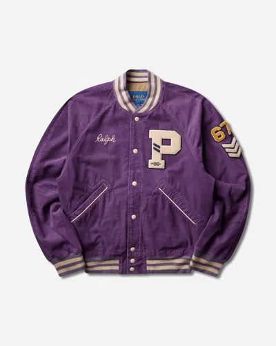 Polo Ralph Lauren Men S Corduroy Letterman Jacket New Violet Washed In Purple