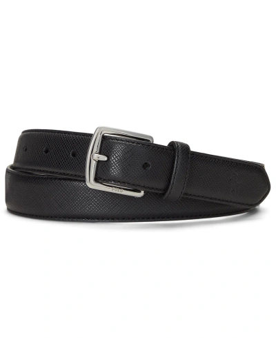 Polo Ralph Lauren Men's Saffiano Leather Belt In Black