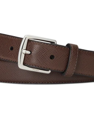 Polo Ralph Lauren Men's Saffiano Leather Belt In Dark Brown