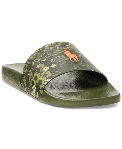 Polo Ralph Lauren Men's Scenic-print Floral Side Sandals In Night Vision Scenic