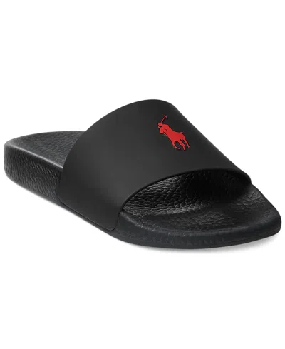 Polo Ralph Lauren Men's Signature Pony Slide Sandal In Black,red Pp