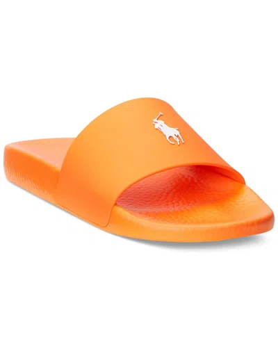 Polo Ralph Lauren Men's Signature Pony Slide Sandals In Orange,white