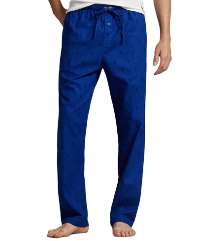 Polo Ralph Lauren Men's Single-button Fly Flannel Printed Pajama Pants In Blue
