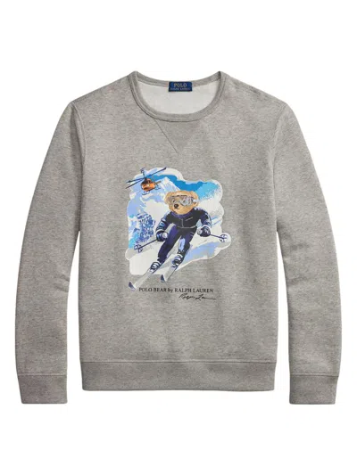 Polo Ralph Lauren Men's Ski Polo Bear Cotton-blend Top In Gray