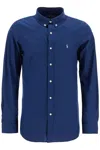 Polo Ralph Lauren Blue Shirt With Button-down Collar And Pony Embroidery On The Front In Blue
