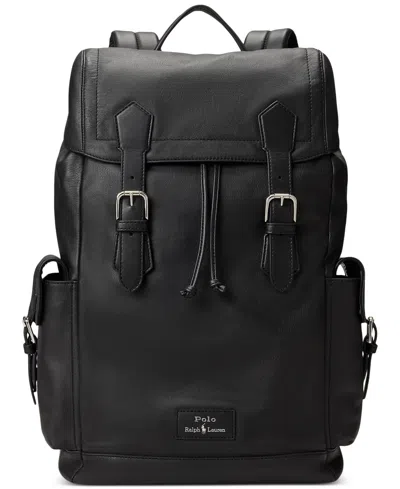 Polo Ralph Lauren Men's Smooth Leather Backpack In Black