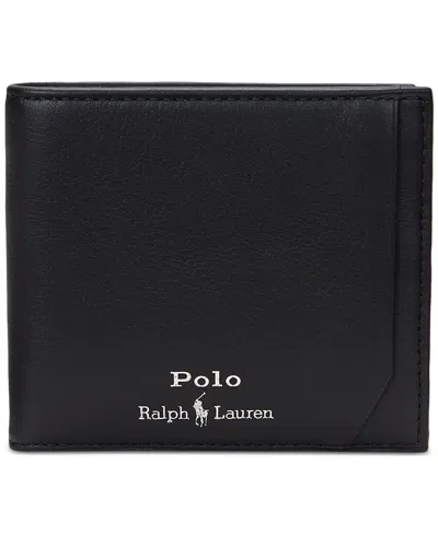 Polo Ralph Lauren Men's Smooth Leather Billfold Wallet In Black