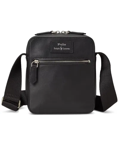 Polo Ralph Lauren Men's Smooth Leather Crossbody Bag In Black