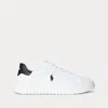 Polo Ralph Lauren White And Blue Leather Sneaker With Logo In White