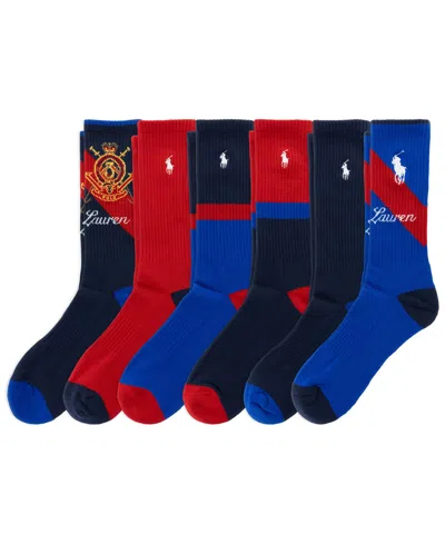 Polo Ralph Lauren Men's Snow Beach Crew Ribbed Socks, 6-pack In Multi