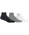 POLO RALPH LAUREN MEN'S SOCKS, EXTENDED SIZE CLASSIC ATHLETIC QUARTER 3 PACK