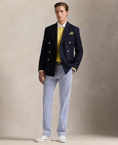 Polo Ralph Lauren Men's Stretch Straight-fit Seersucker Pants In Blue Seersucker