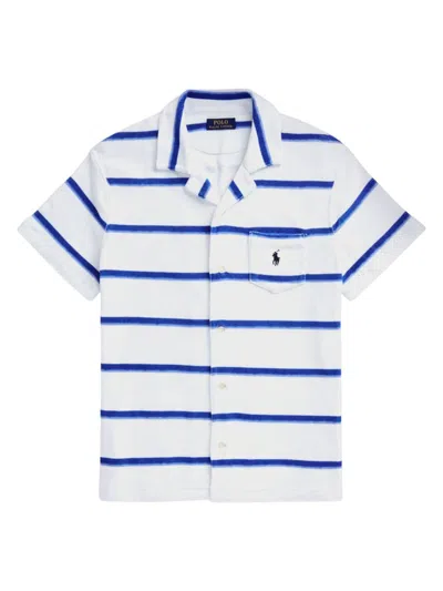Polo Ralph Lauren Men's Striped Cotton-blend Camp Shirt In Ombre Painted Stripes Blue