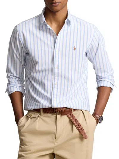 Polo Ralph Lauren Men's Striped Cotton Oxford Shirt In White Blue